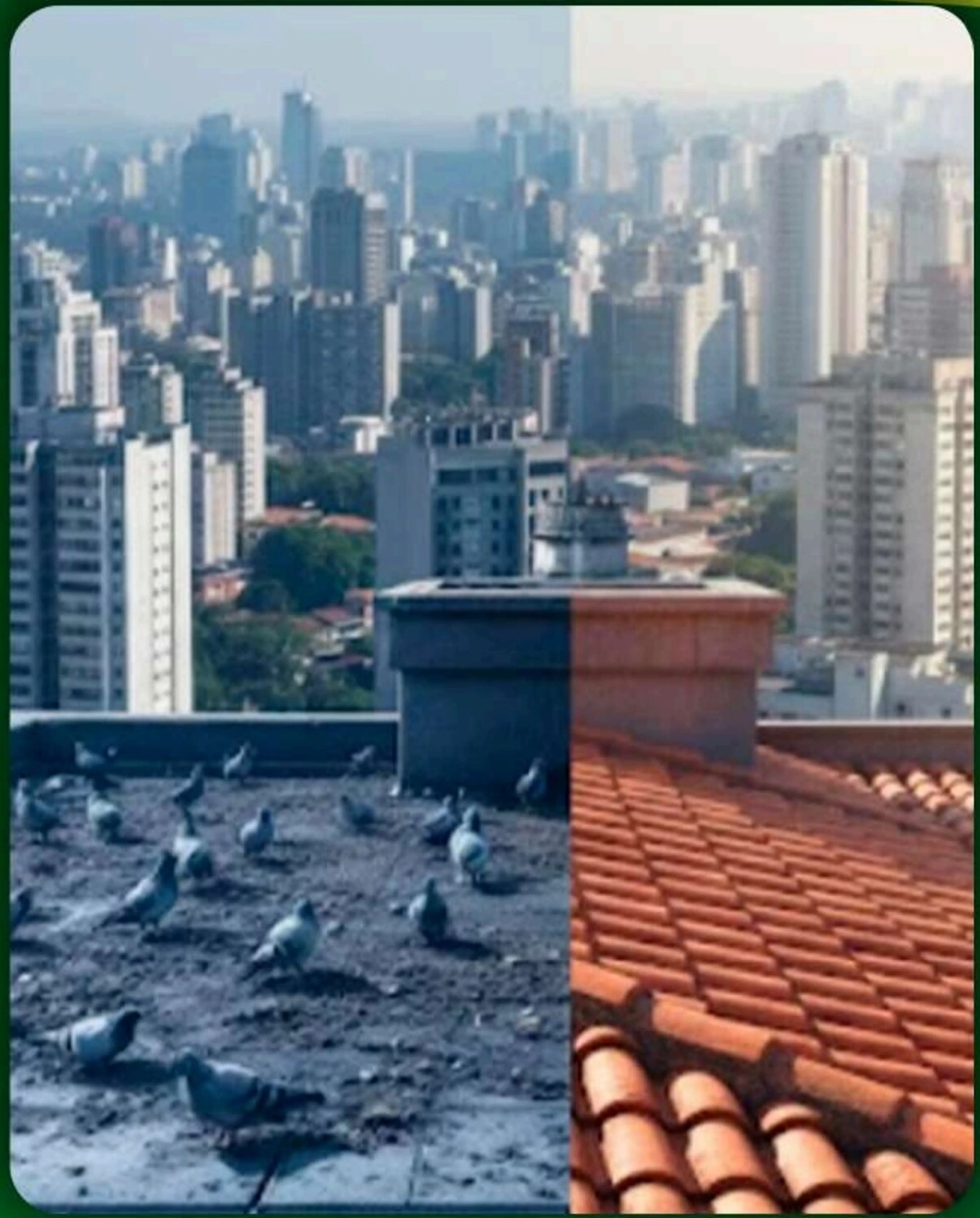 Pombos infestando telhado